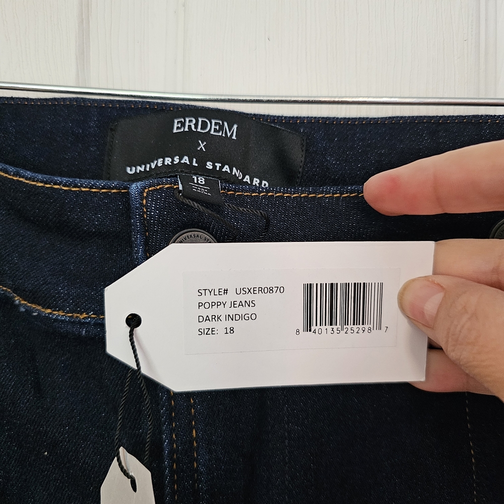 Universal Standard X Erdem Poppy Jeans, Size 18, NWT Dark Indigo